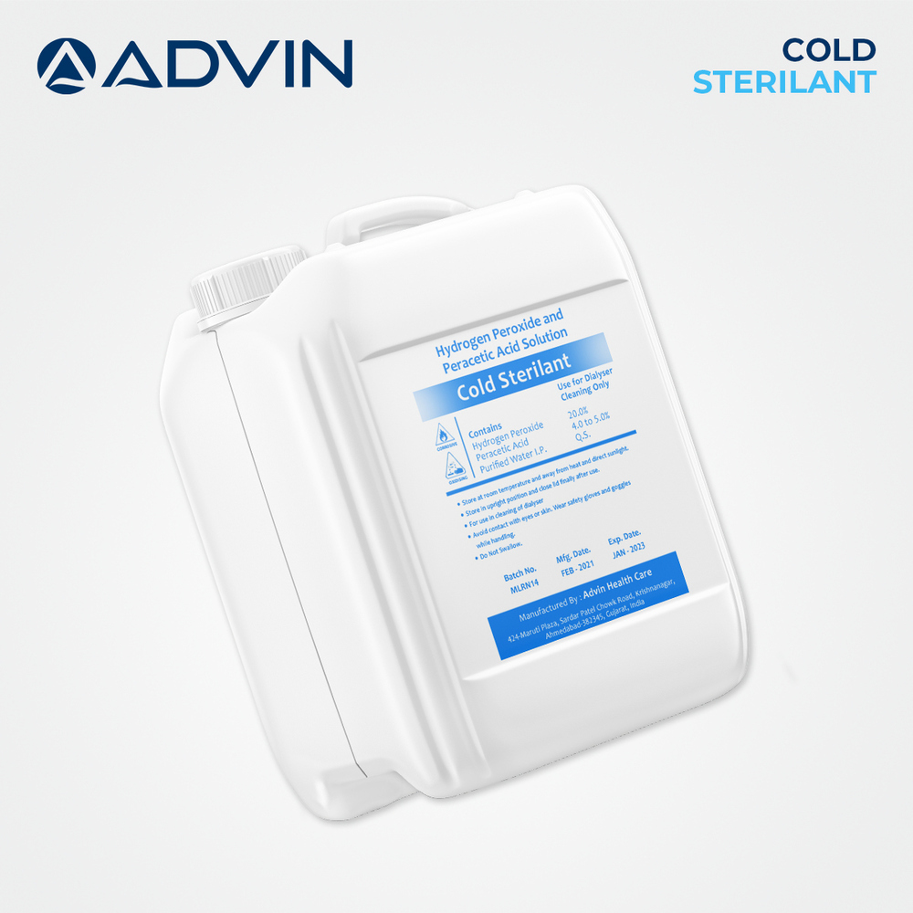 Cold Sterilant - 5 Liter Solution With Hydrogen Peroxide, Peracetic Acid, Acetic Acid | Effective For Hollow-fiber Dialyzer Disinfection And Cleaning