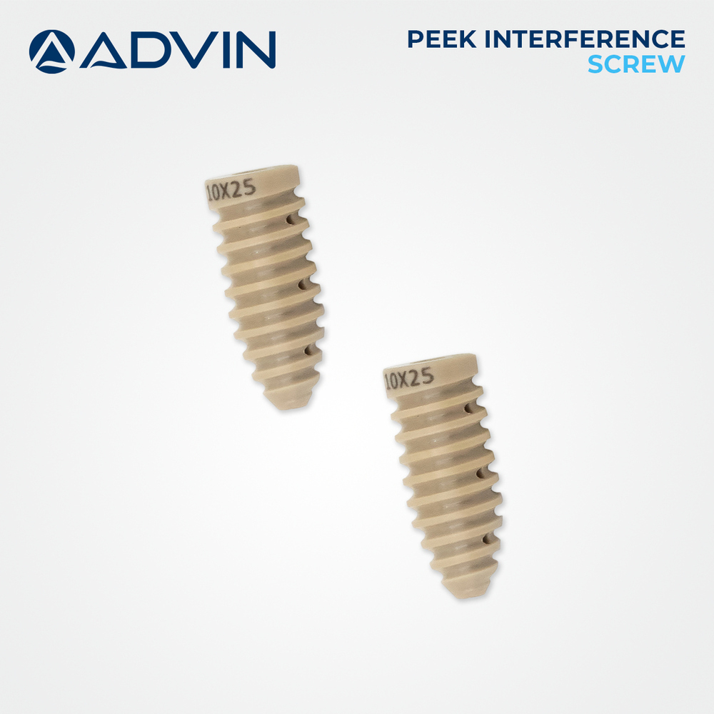 Peek Interference Screw - 6al-4v Eli Titanium Alloy, Non-absorbable, Radiolucent, Mr Safe, Rounded Edge For Soft Tissue Protection