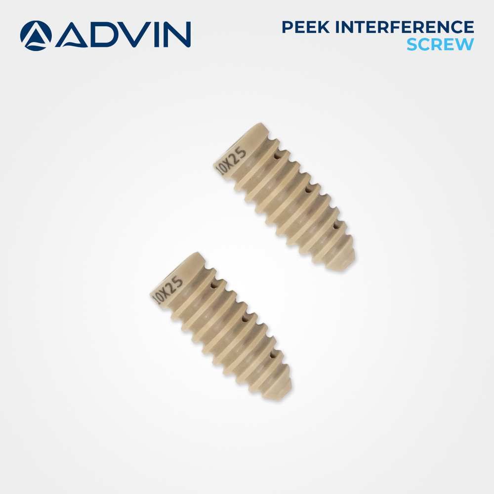 Peek Interference Screw - 6al-4v Eli Titanium Alloy, Non-absorbable, Radiolucent, Mr Safe, Rounded Edge For Soft Tissue Protection
