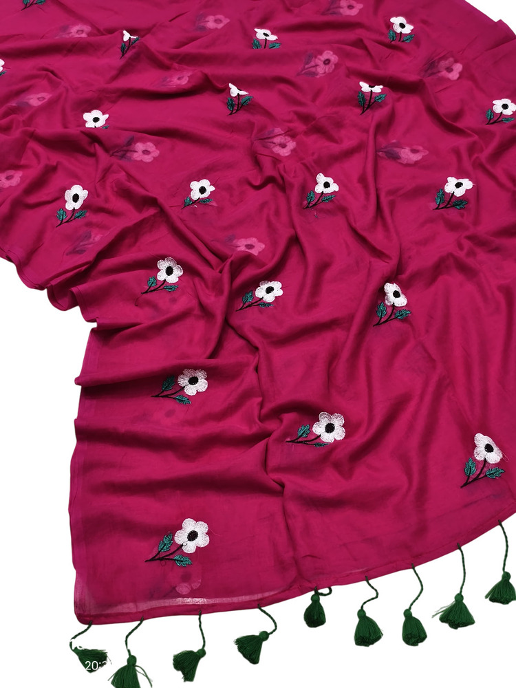 Printed Traditional Cotton Saree - Color: Red