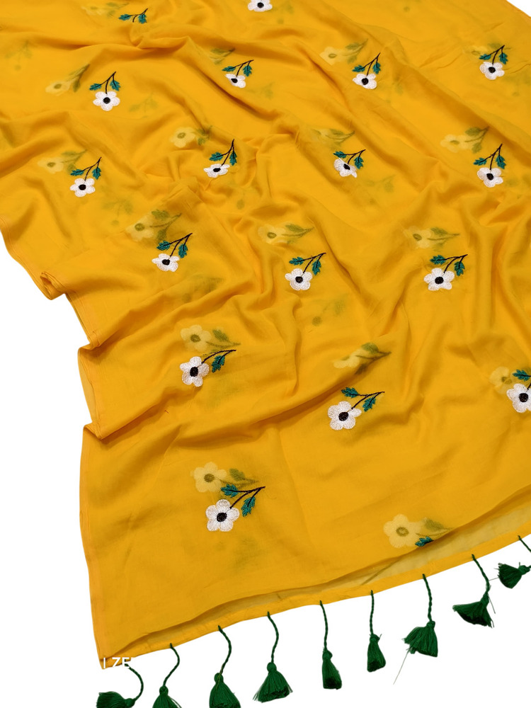 Ladies Traditional Cotton Saree - Color: Yellow