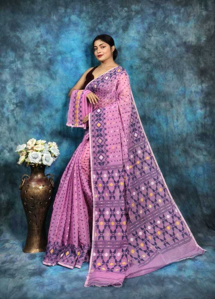 Puja Special Hazar Buti Soft Jamdani Saree - Design: Printed