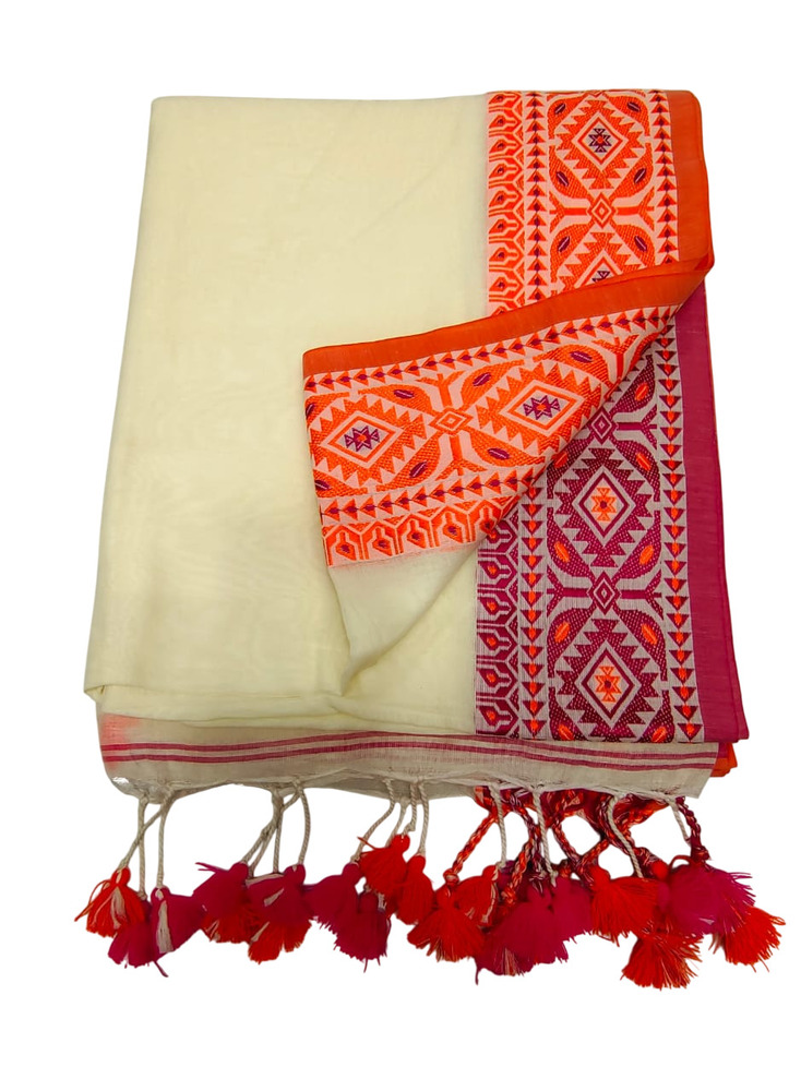 Printed Premium Quality Cotton Saree With Blouse - Color: Multicolor