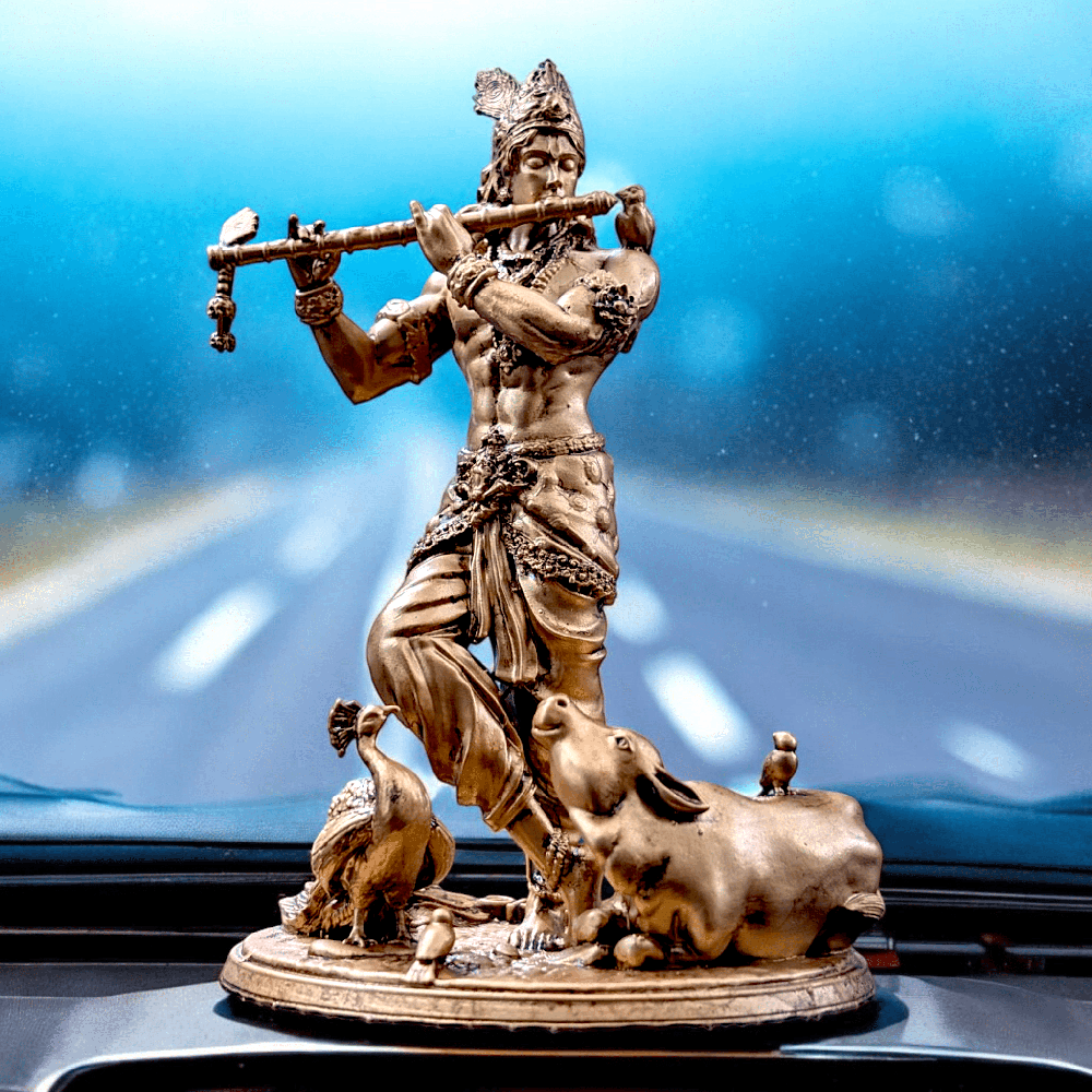 Krishna With Flute - Color: Gold