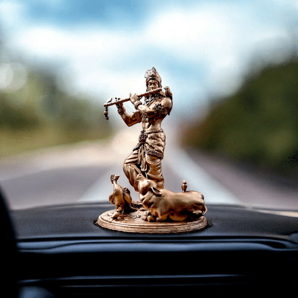 Krishna With Flute - Color: Gold