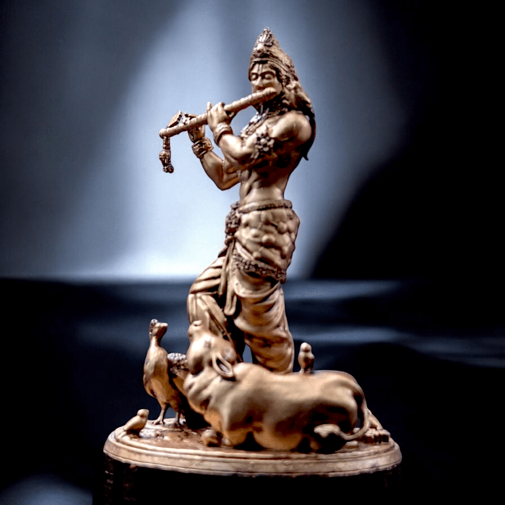 Krishna With Flute - Color: Gold