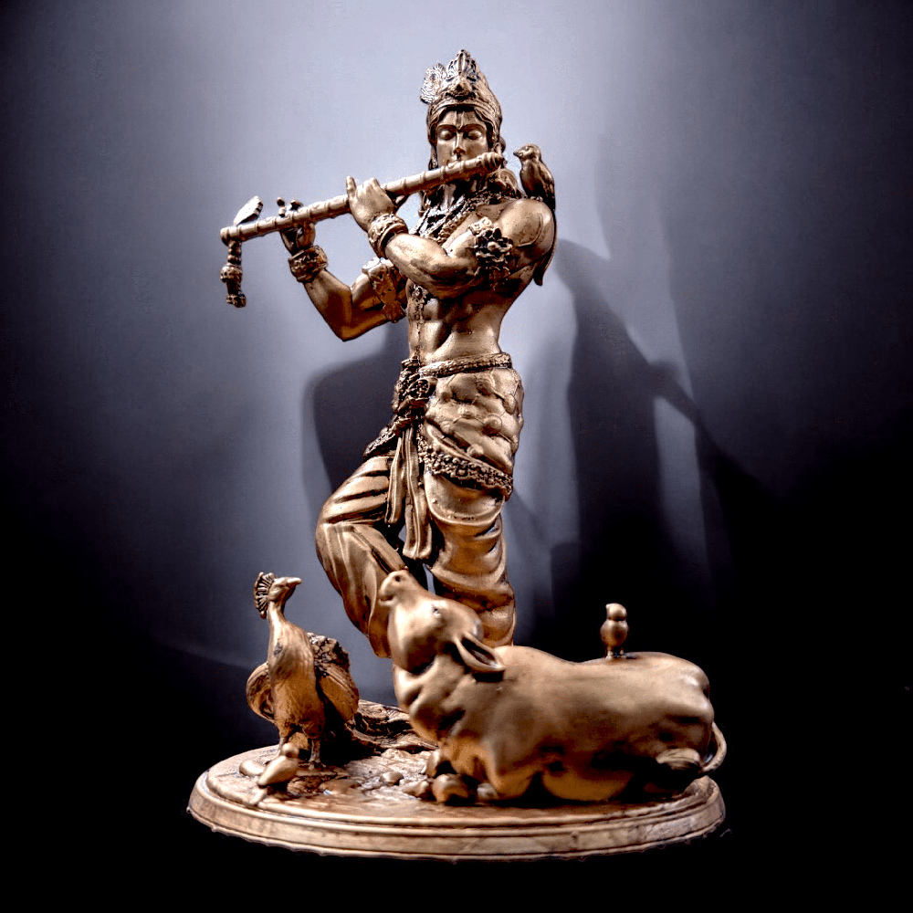 Krishna With Flute - Color: Gold