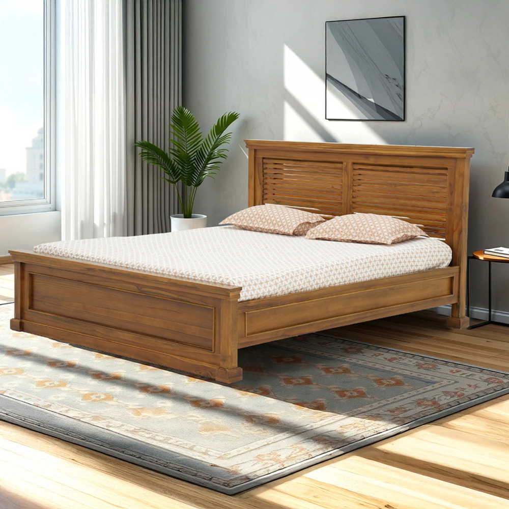 Royaloak Jasper Teak Wood Queen Size Bed - Bd751-5 - Assembly: Carpenter Assembly