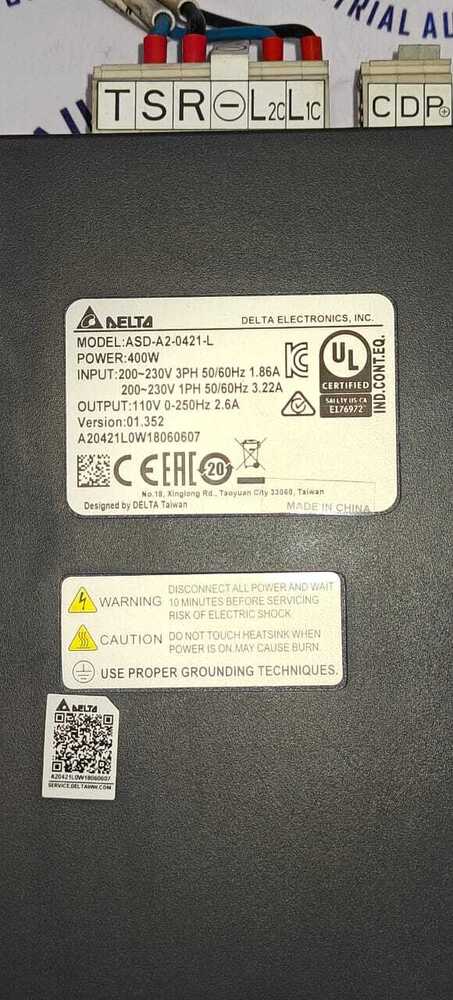 Delta Asd-a2-0421-l - Used Variable Frequency Drive, Compact Design , Efficient Performance For Motor Control Applications