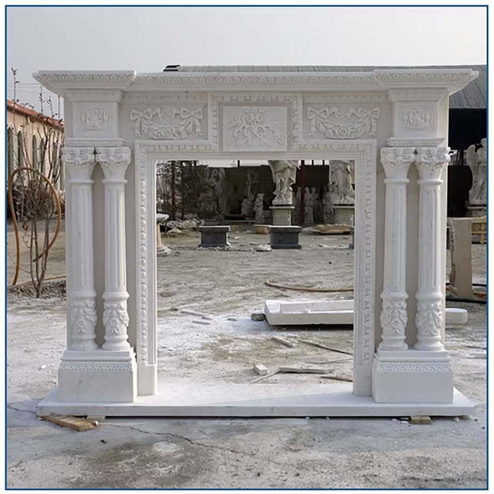 Hand Carved Marble Sculpture Marble Stone Fireplace - Color: Various Available