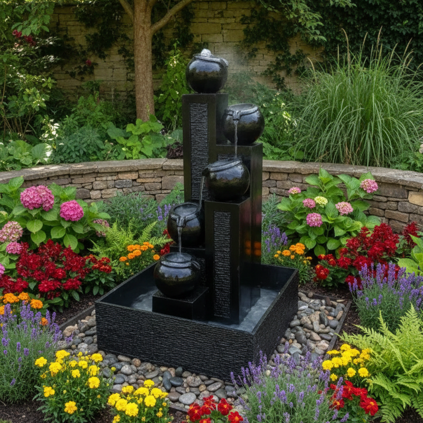 Black Decorative Indoor Fountain - Color: As Per Requirement