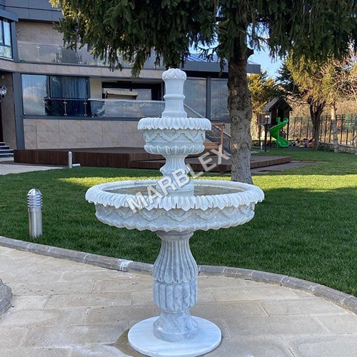 White Marble Garden Fountain - Color: As Per Requirement