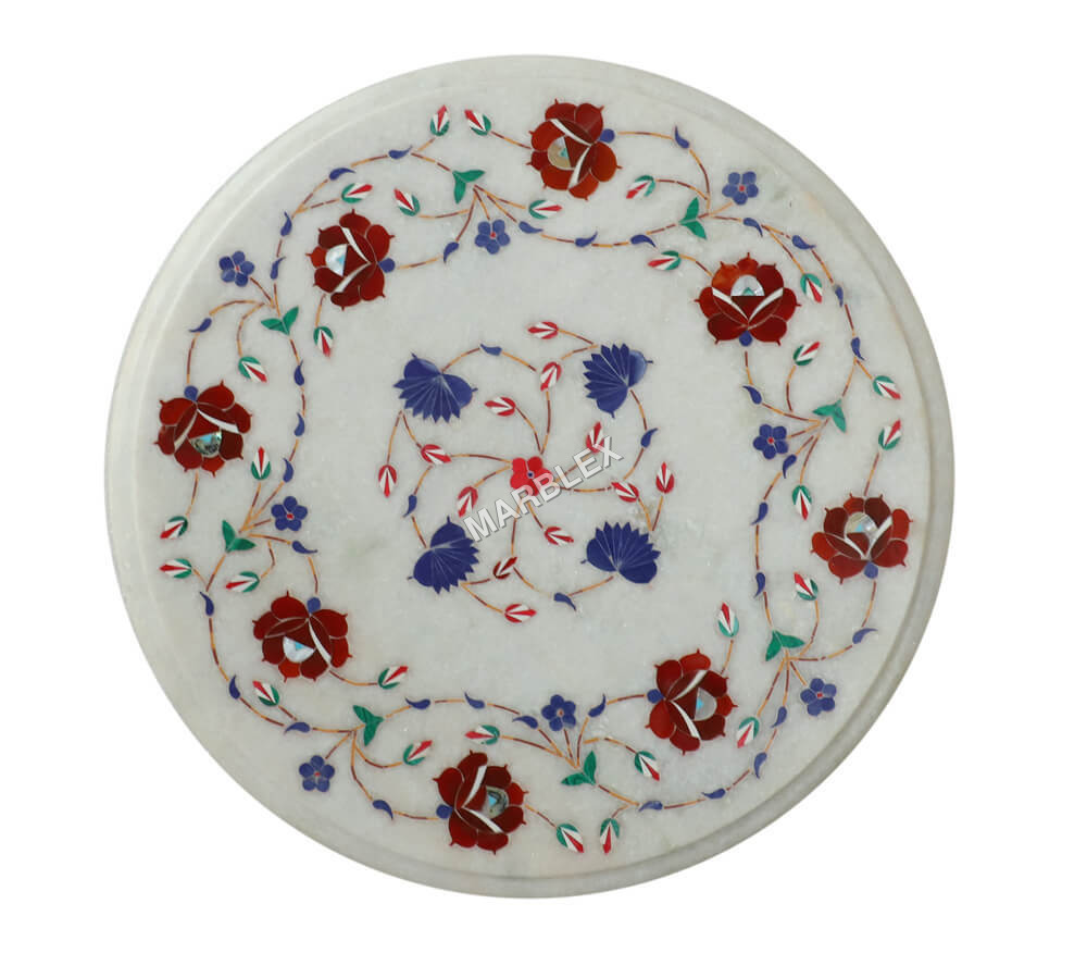 Agriya White Inlay Tea Table - Color: Various Available