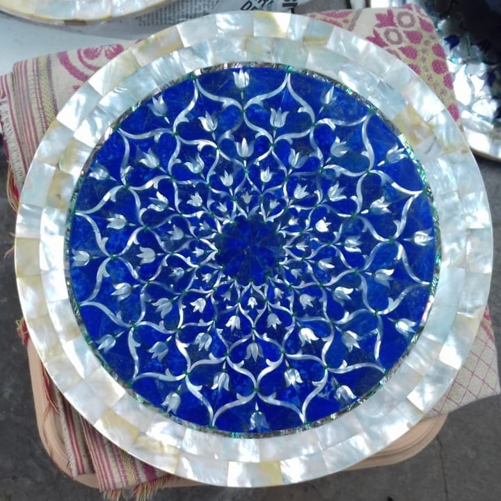 White Marble Inlay Table Top - Color: Various Available