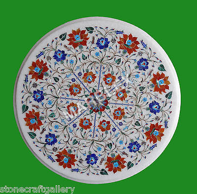 White Marble Inlay Coffee Table Top - Color: Various Available