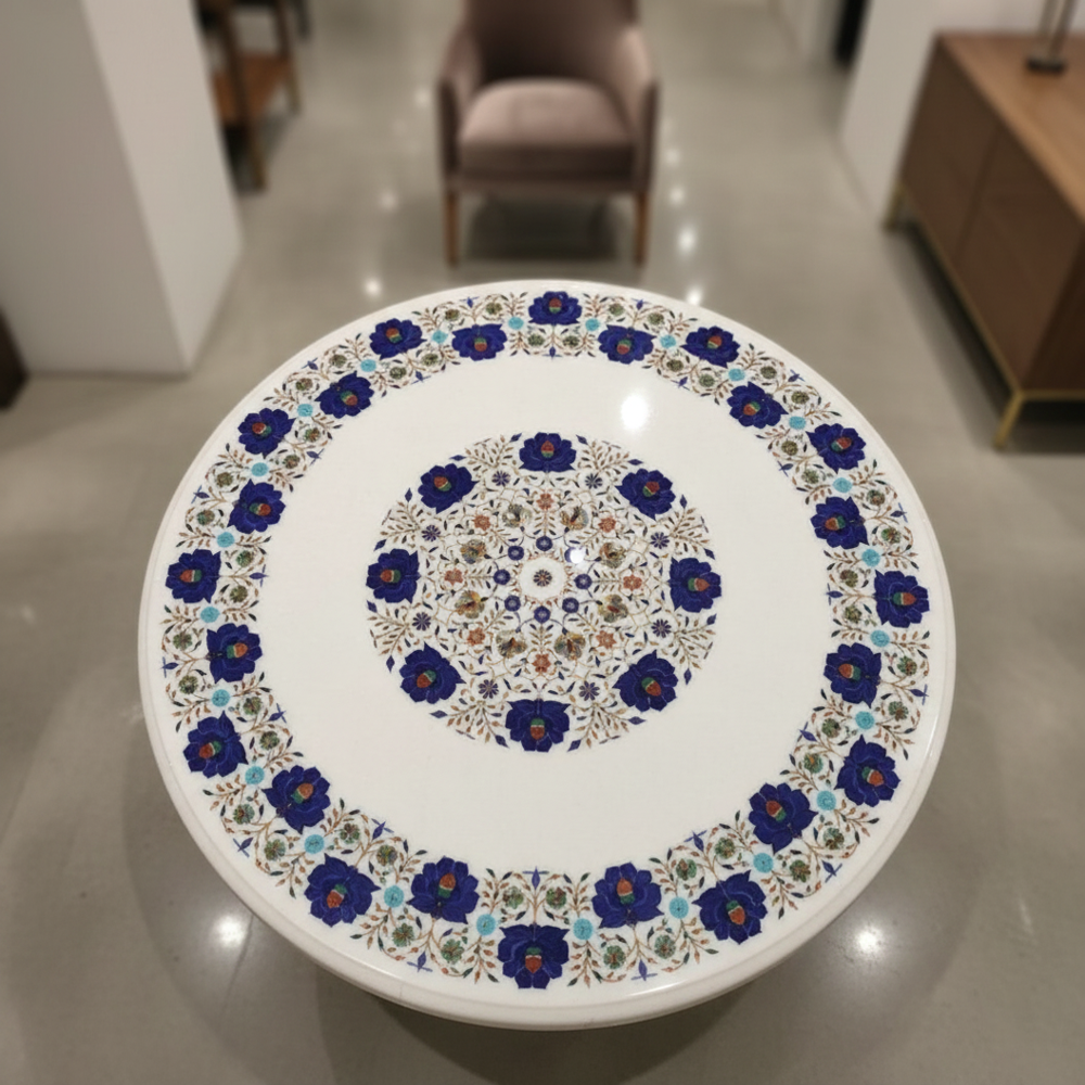 36 Inch White Marble Table Top - Color: Various Available