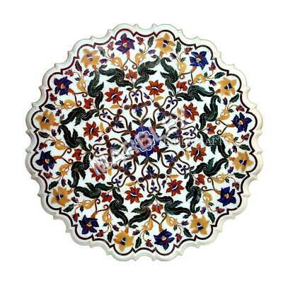 White Marble Inlay Dining Table Top - Color: Various Available