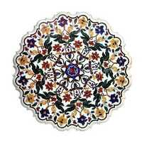 White Marble Inlay Dining Table Top