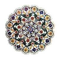 White Marble Inlay Dining Table Top - Color: Various Available