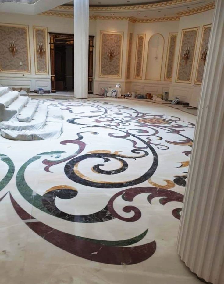 Vintage Floral Design Inlay Flooring - Color: Different Available