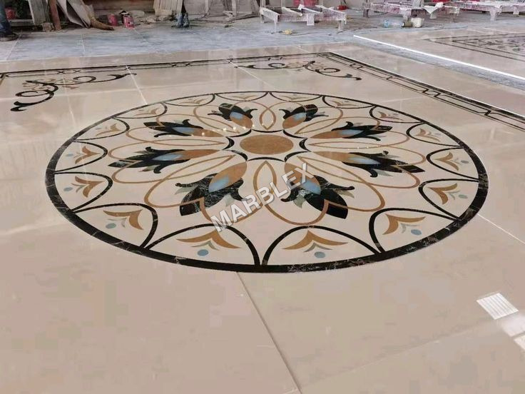 White Marble Inlay Flooring - Color: Different Available
