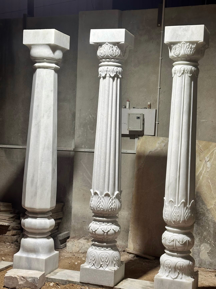 White Marble Column Pillar - Product Type: Natural Stone