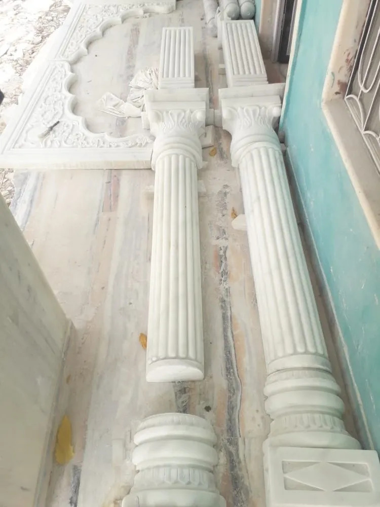 White Marble Column Pillar - Product Type: Natural Stone