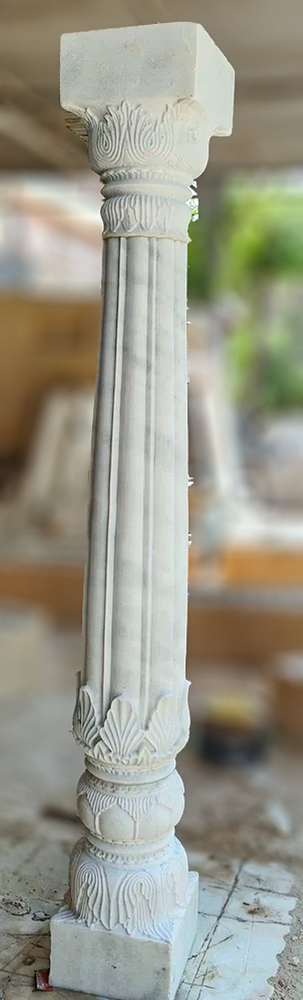 White Marble Column Pillar - Product Type: Natural Stone