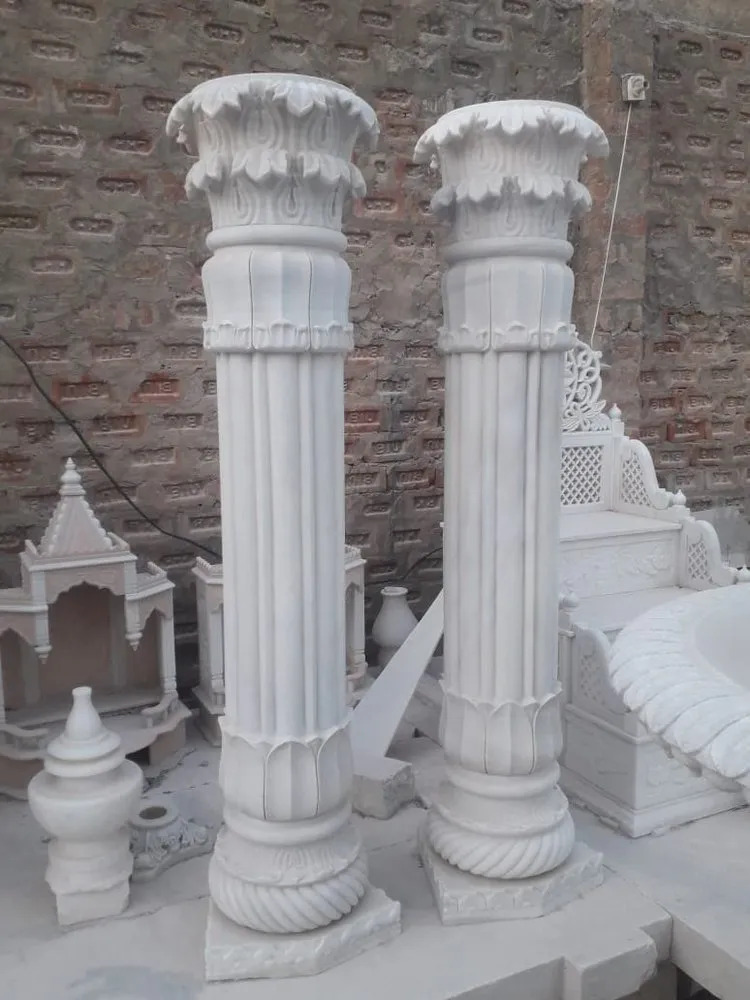 White Marble Column Pillar - Product Type: Natural Stone