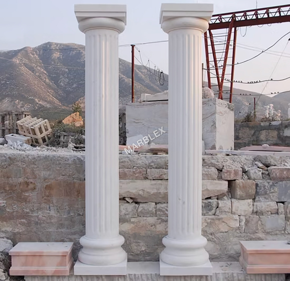 White Marble Stone Building Pillar Architectural Columns - Size: Various Available