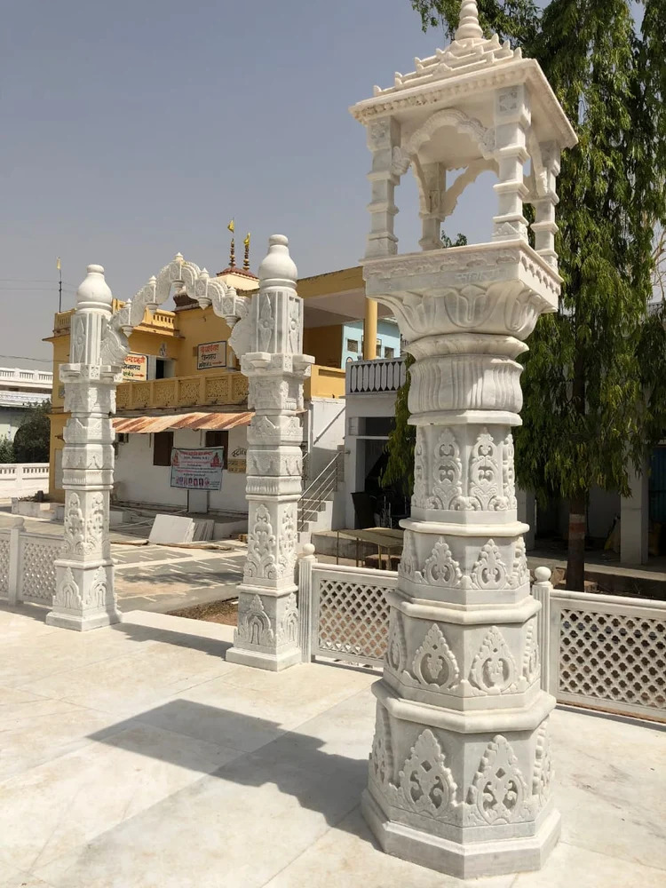 White Marble Building Columns