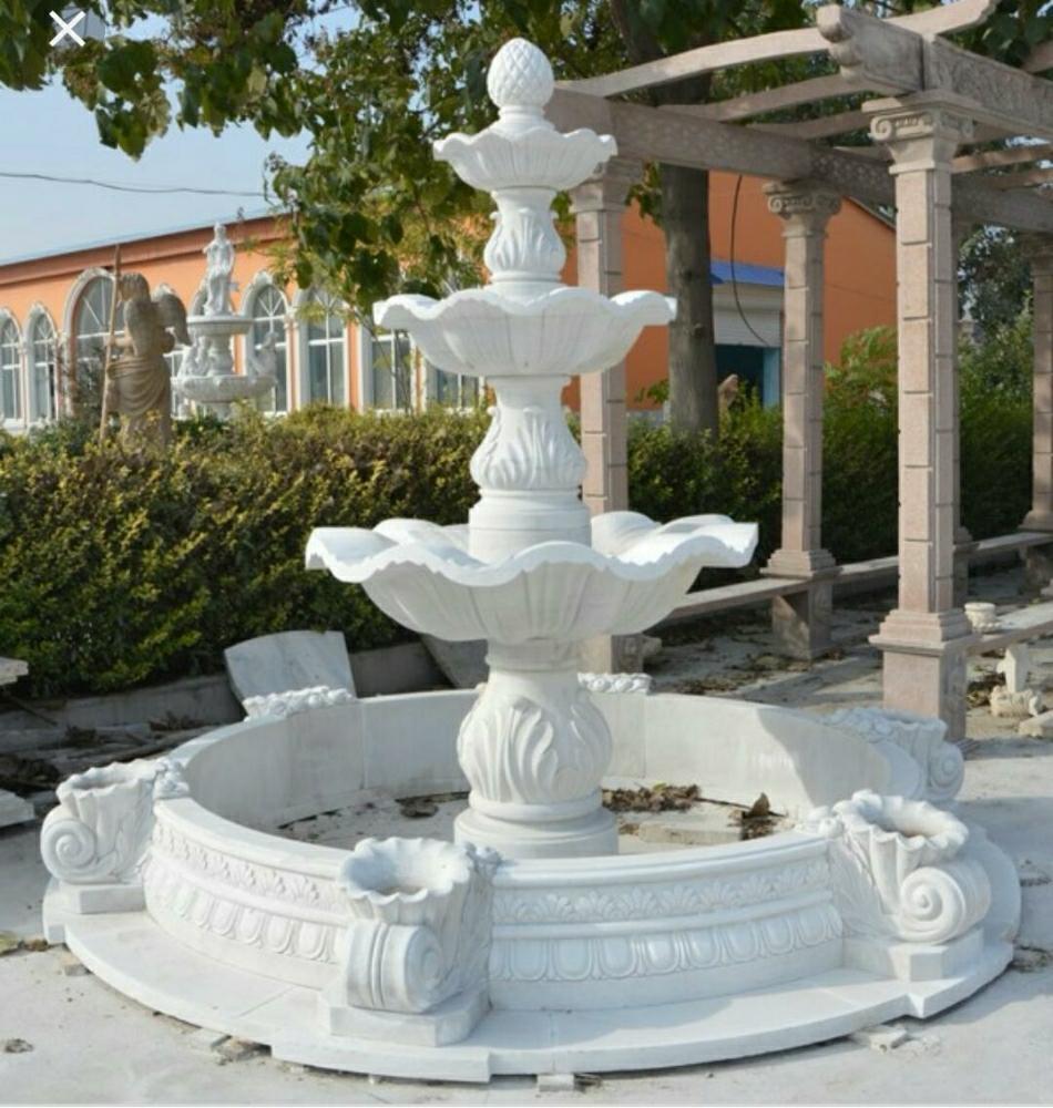 Outdoor Marble Fountain - Color: White