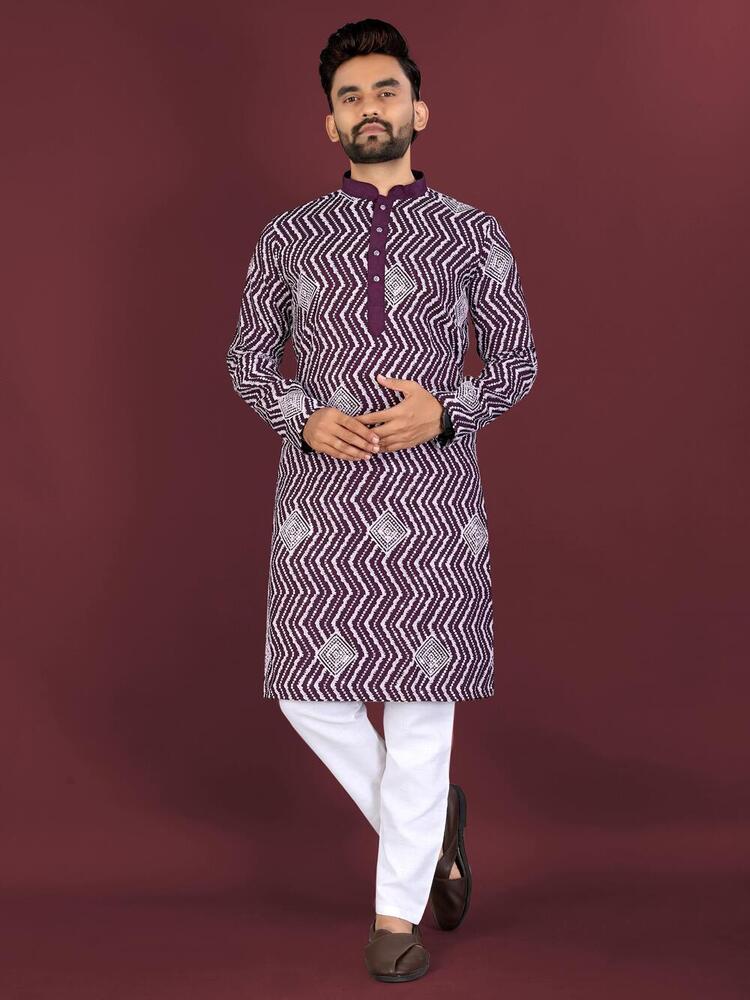 Mans Kurta With Payjam Embrodery Work