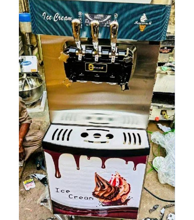 Softy Ice Cream Machine - Stainless Steel, 22x24x54 Mm | Silver Color, 220 Volt Voltage, 1-year Warranty, Pre-cooling Pump Included