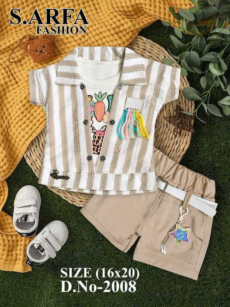 Dn-2008 Kids 3 Pc Jacket And Hot Pant - Color: Multicolor