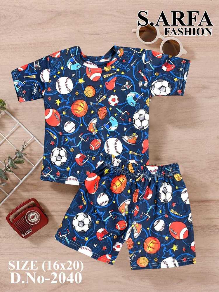 kids Printed T-Shirt And Half Pant