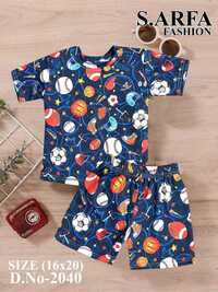 kids Printed T-Shirt And Half Pant