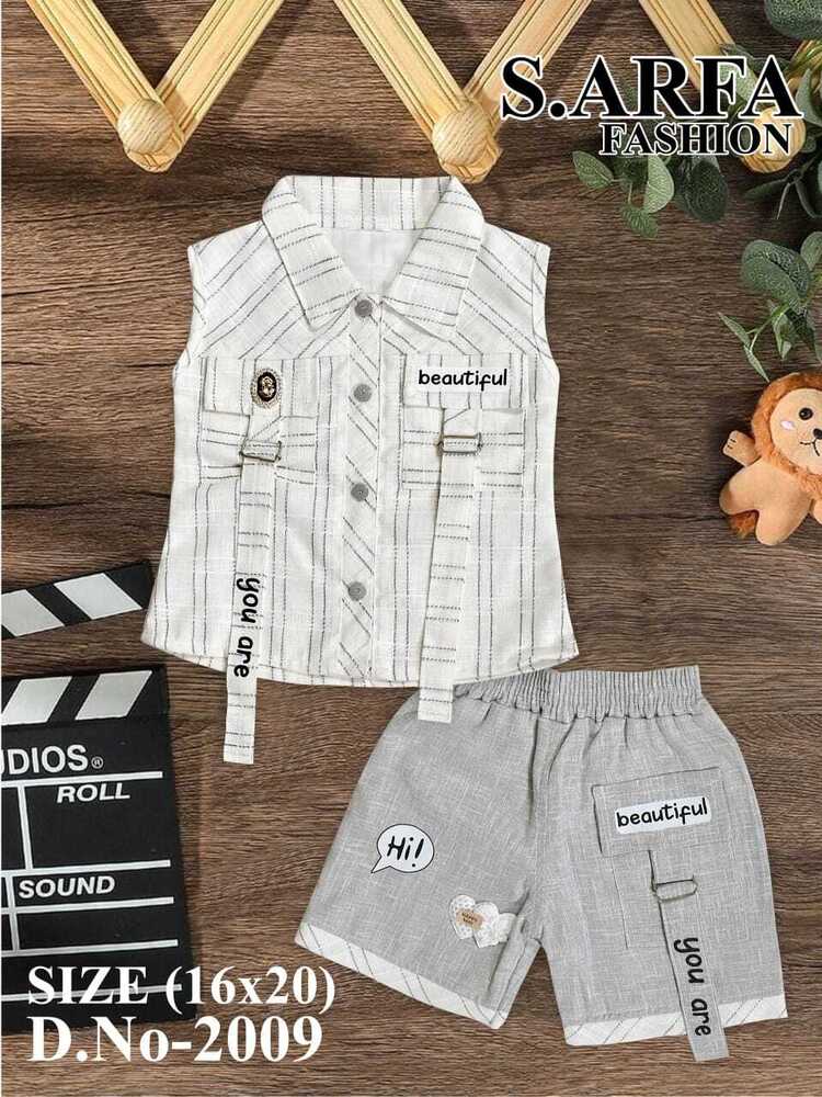 Trendy Girls Kids Shirt And Hot Pants - Color: Multicolor