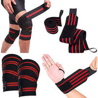 Dr Helix Knee Wraps for Squats, Weightlifting & Gym  Adjustable Compression Knee Support Straps for Powerlifting, Crossfit, Deadlifts & Leg Training