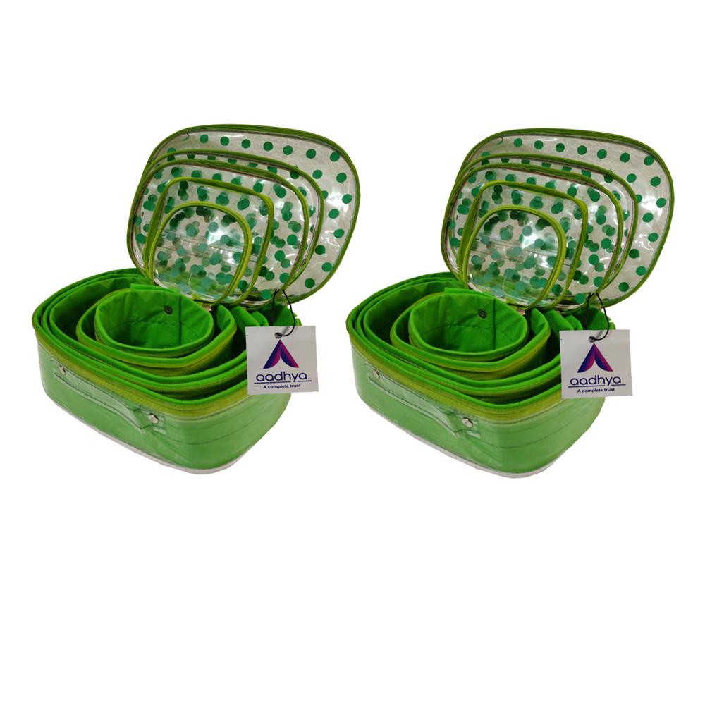 Green Polyester Makeup Pouch - Standard Size, Moisture-proof Material | Sleek Plain Green Design For Organized Cosmetic Storage