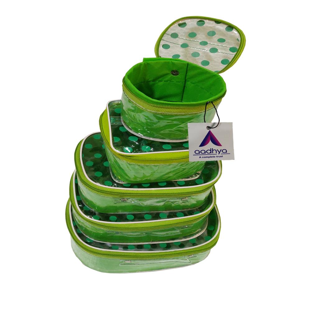 Green Polyster Makeup Pouch