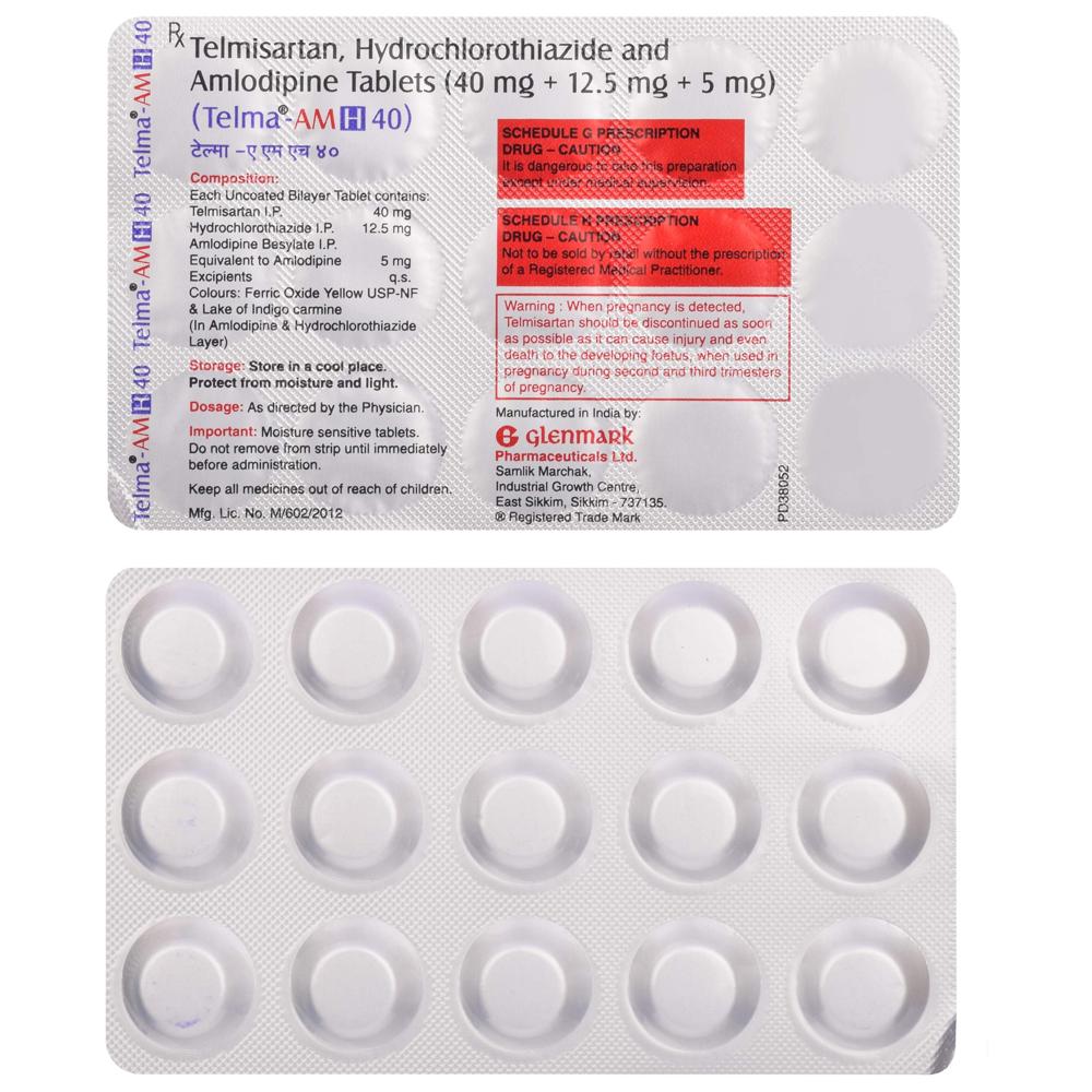 Telma-AM H 40 Telmisartan + Amlodipine + Hydrochlorothiazi Tablet