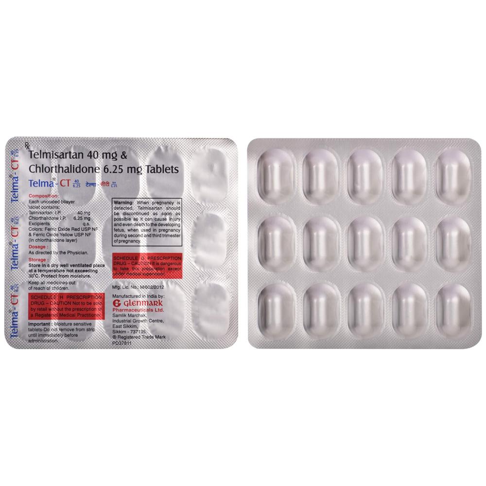 Telma-CT 40/6.25 Telmisartan (40mg) + Chlorthalidone (6.25mg) Tablet