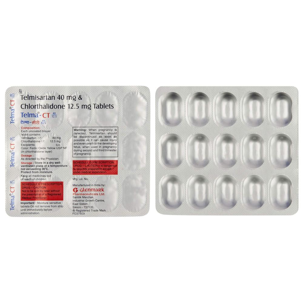 Telma-CT 40/12.5 Telmisartan (40mg) + Chlorthalidone (12.5mg) Tablet