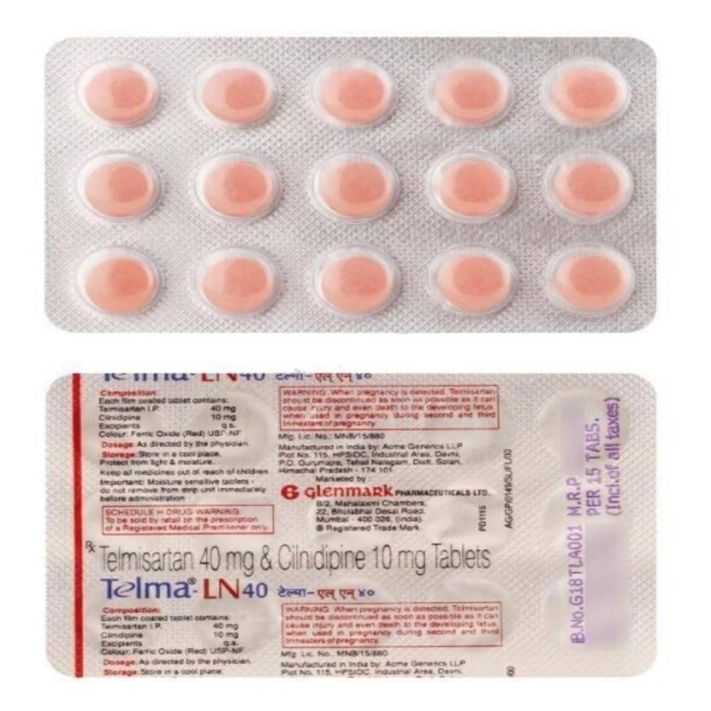 Telma-LN 40 Cilnidipine (10mg) + Telmisartan (40mg) Tablets