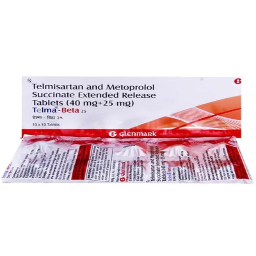 Telma-beta 25 Telmisartan (40mg) + Metoprolol Succinate (25mg) Extended Release Tablets - Shelf Life: 12 Months