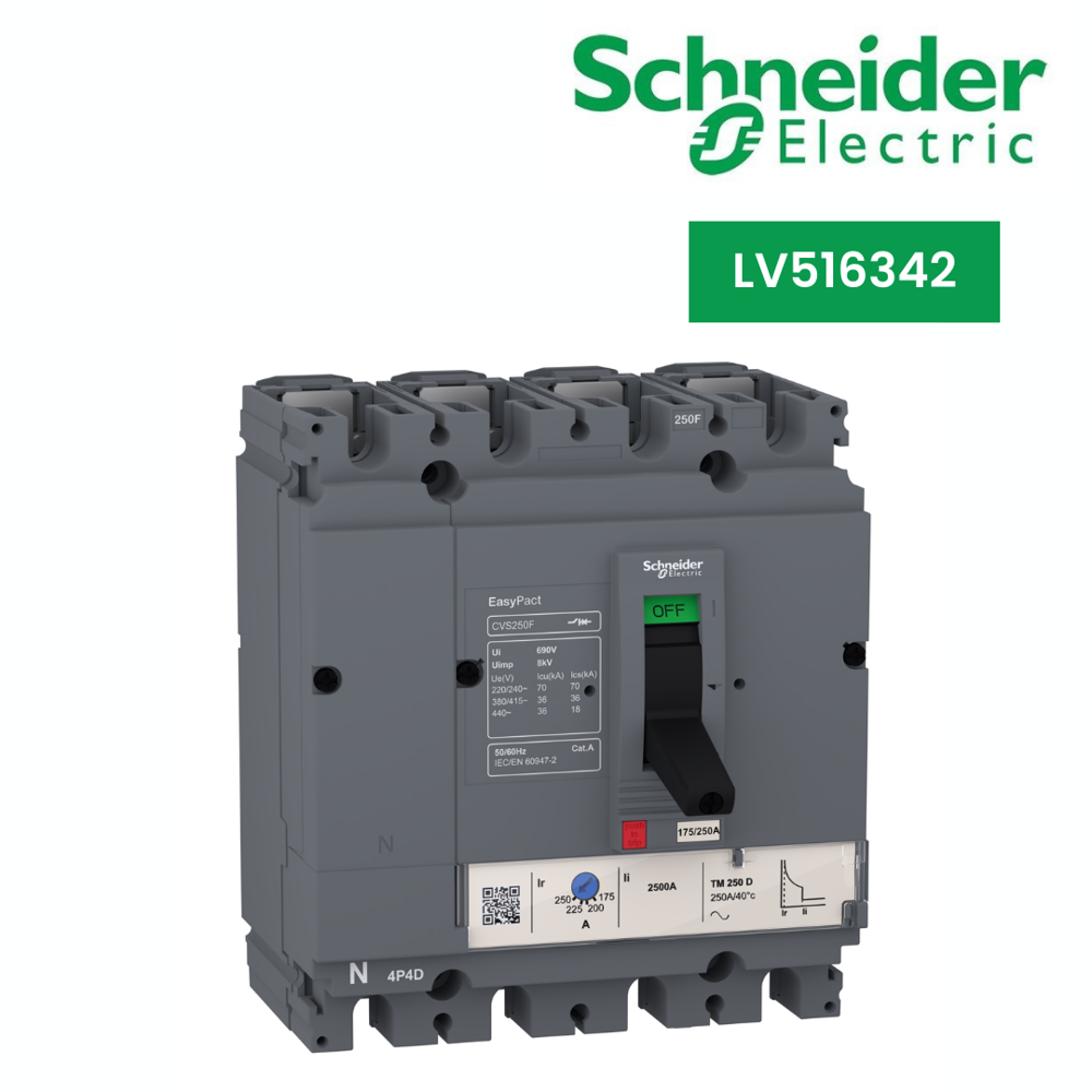 Lv516342-Circuit Breaker Easypact Cvs160F, 36 Ka At 415 Vac, 125 A Rating Thermal Magnetic Tm-D Trip Unit, 4P 3D - Frequency: 50/60 Hz Hertz (Hz)