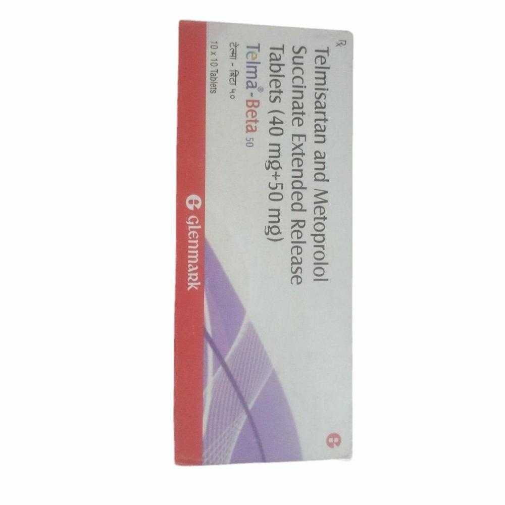 Telma-beta 50 Tablet Er Telmisartan (40mg) + Metoprolol Succinate (50mg) - Shelf Life: 12 Months