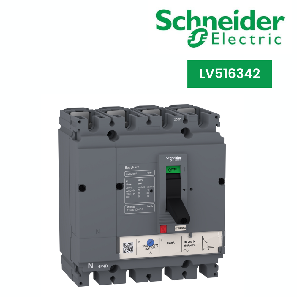 Lv516342-Circuit Breaker Easypact Cvs160F, 36 Ka At 415 Vac, 125 A Rating Thermal Magnetic Tm-D Trip Unit, 4P 3D - Frequency: 50/60 Hz Hertz (Hz)