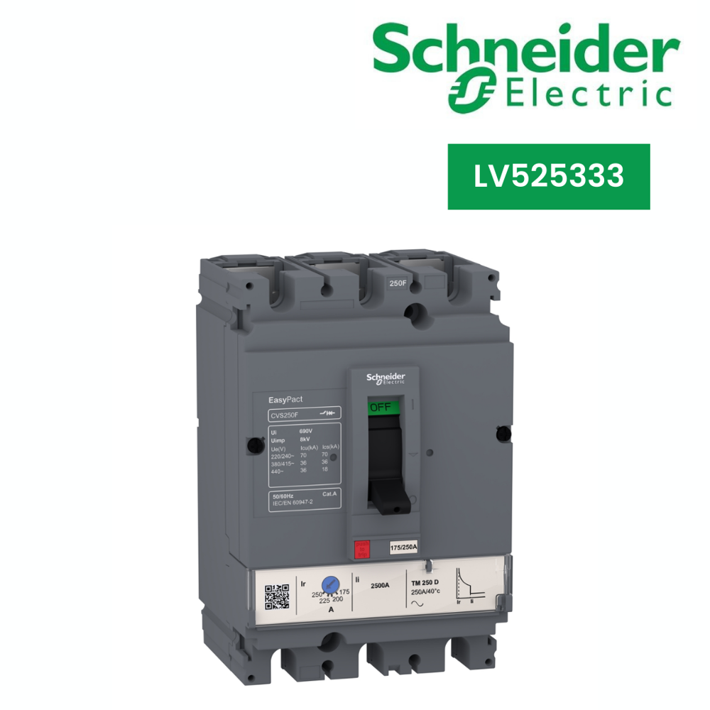 Lv525333-Circuit Breaker Easypact Cvs250F, 36 Ka At 415 Vac, 250 A Rating Thermal Magnetic Tm-D Trip Unit, 3P 3D - Frequency: 50/60 Hz Hertz (Hz)